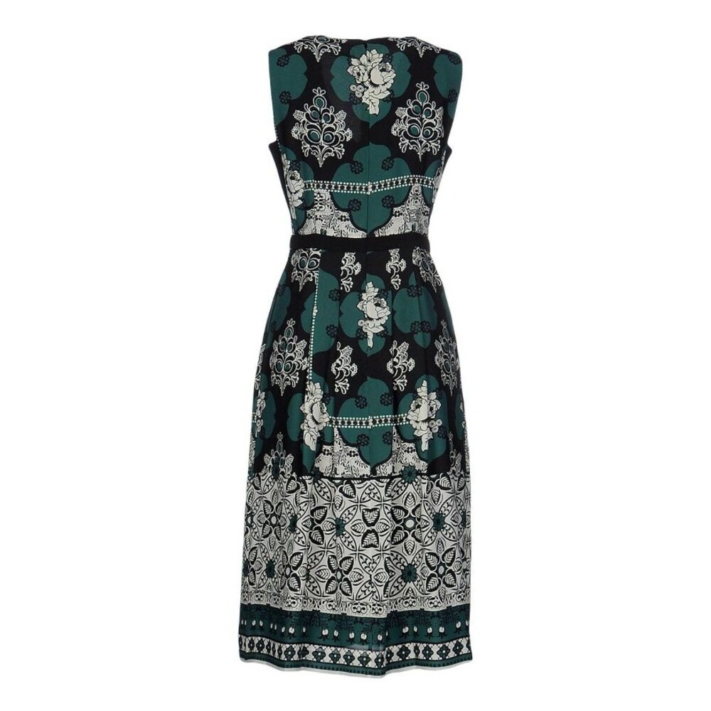 Pedro del Hierro Black Green Floral Printed A-line Sleeveless Midi Dress Sz L - Picture 2 of 16